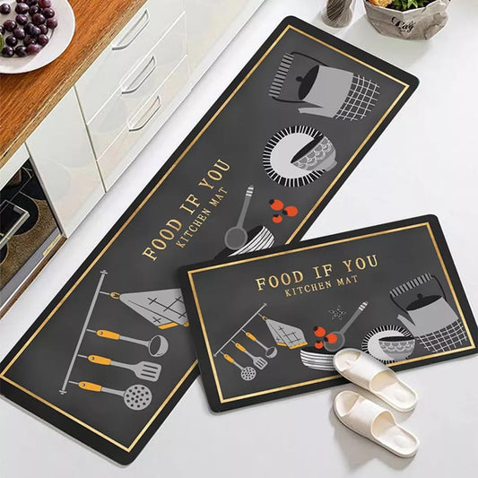 Anti slip Kitchen Floor Mat Set-Foodie Rugs Apricot