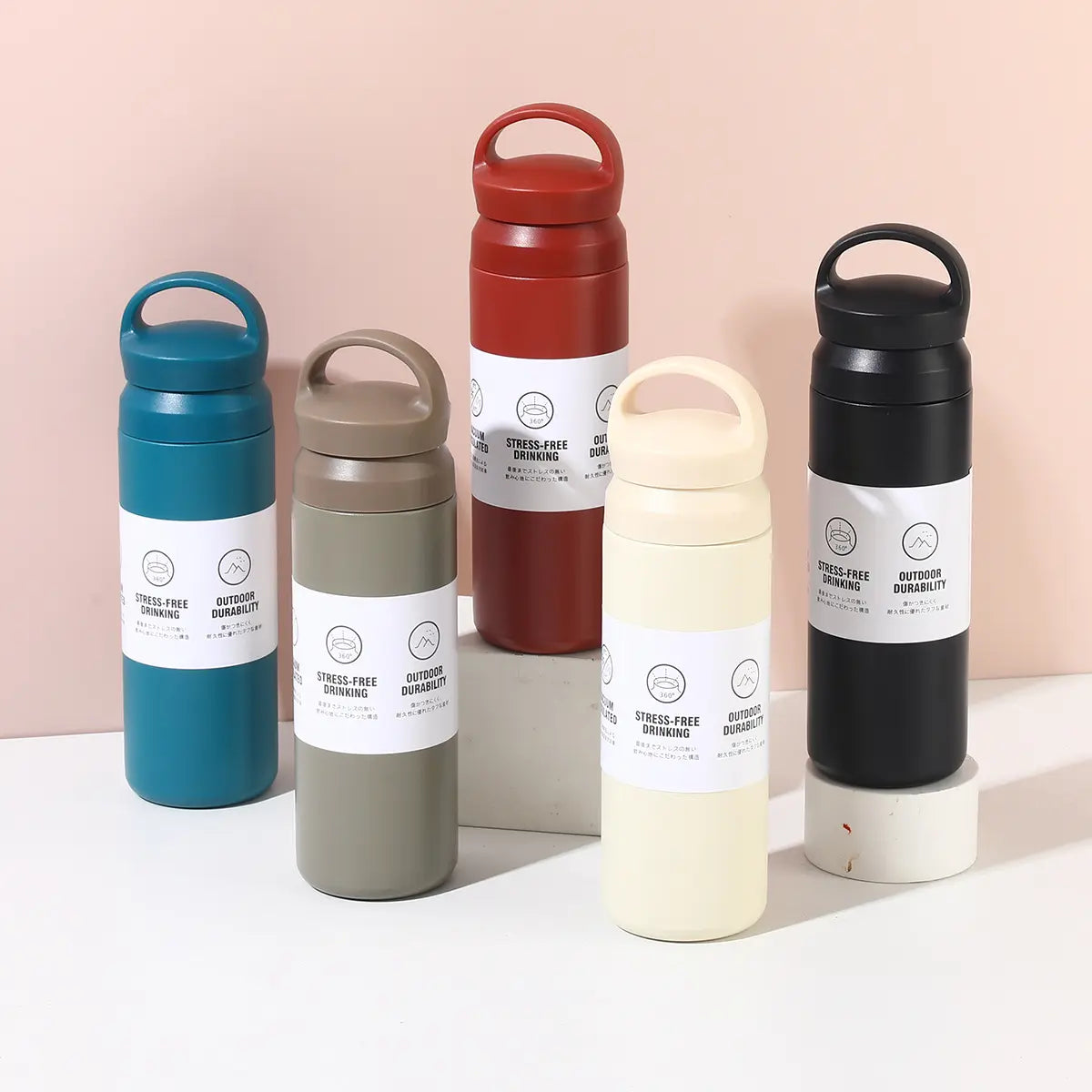 Double-Wall Stainless Steel Insulated Water Bottle(SA2408-225)-Black Apricot