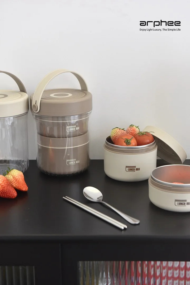 Japanese-style Stainless Steel Lunch Box(SA2405-45)-L/Brown Apricot