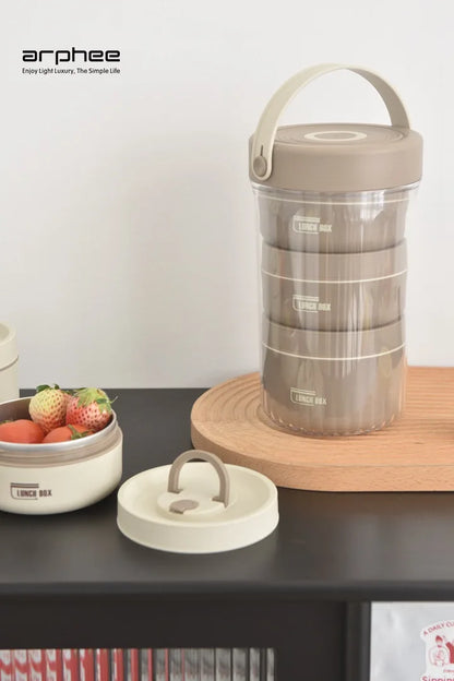 Japanese-style Stainless Steel Lunch Box(SA2405-45)-L/Brown Apricot