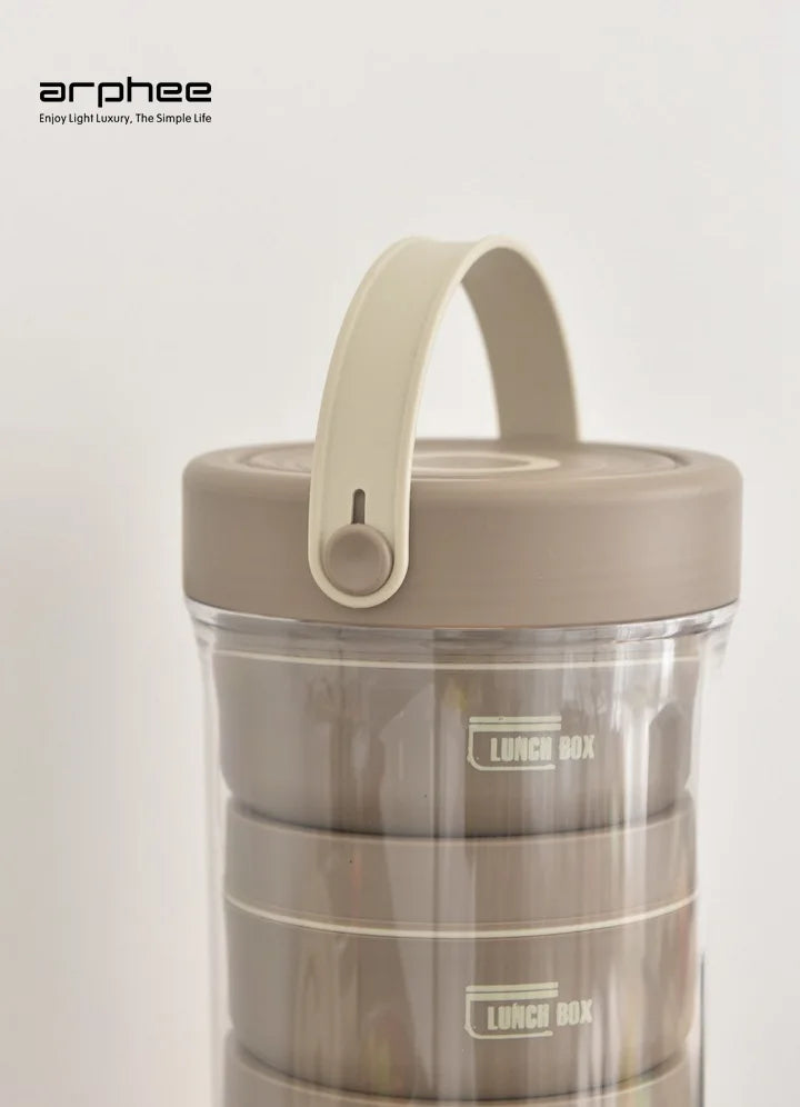 Japanese-style Stainless Steel Lunch Box(SA2405-45)-L/Brown Apricot