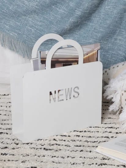 Metallic Newspaper Rack(SA2405-59)-White  Apricot   