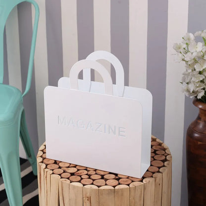 Metallic Newspaper Rack(SA2405-59)-White  Apricot   