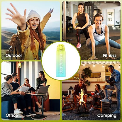 Motivational Water Bottle with Time Marker BPA 5602  Free-Yellow  Apricot   
