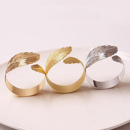 Napkin Holder Rings-Feather(Golden) Kitchen Apricot   