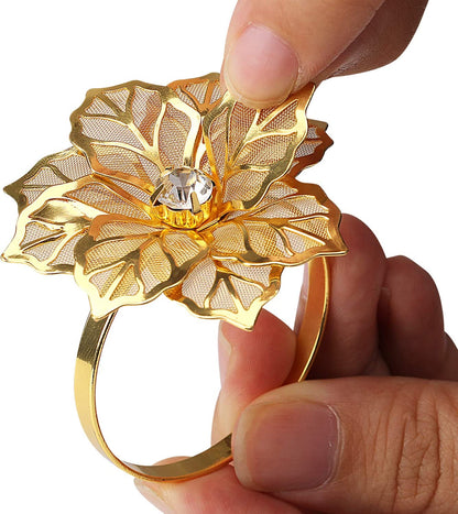 Napkin Holder Rings-Golden Flower Kitchen Apricot   