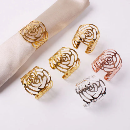 Napkin Holder Rings-Hollow(Golden) Kitchen Apricot   