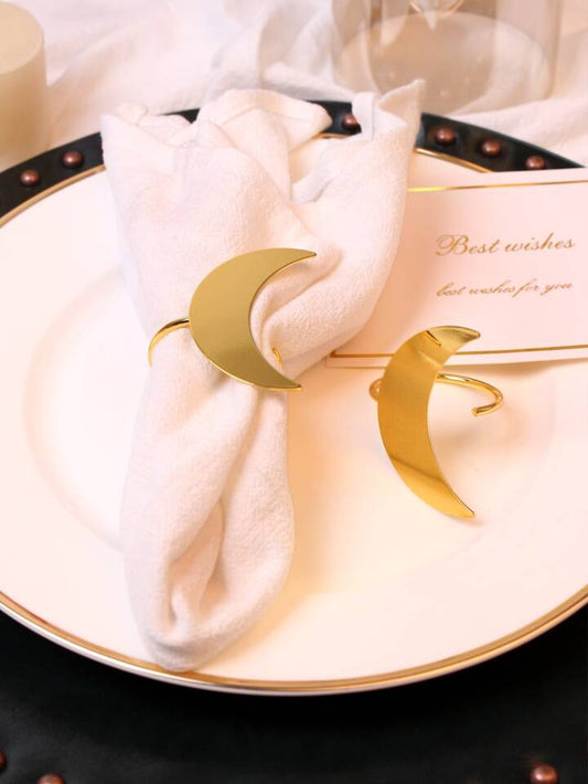 Napkin Holder Rings-Moon(Gold) Kitchen Apricot   