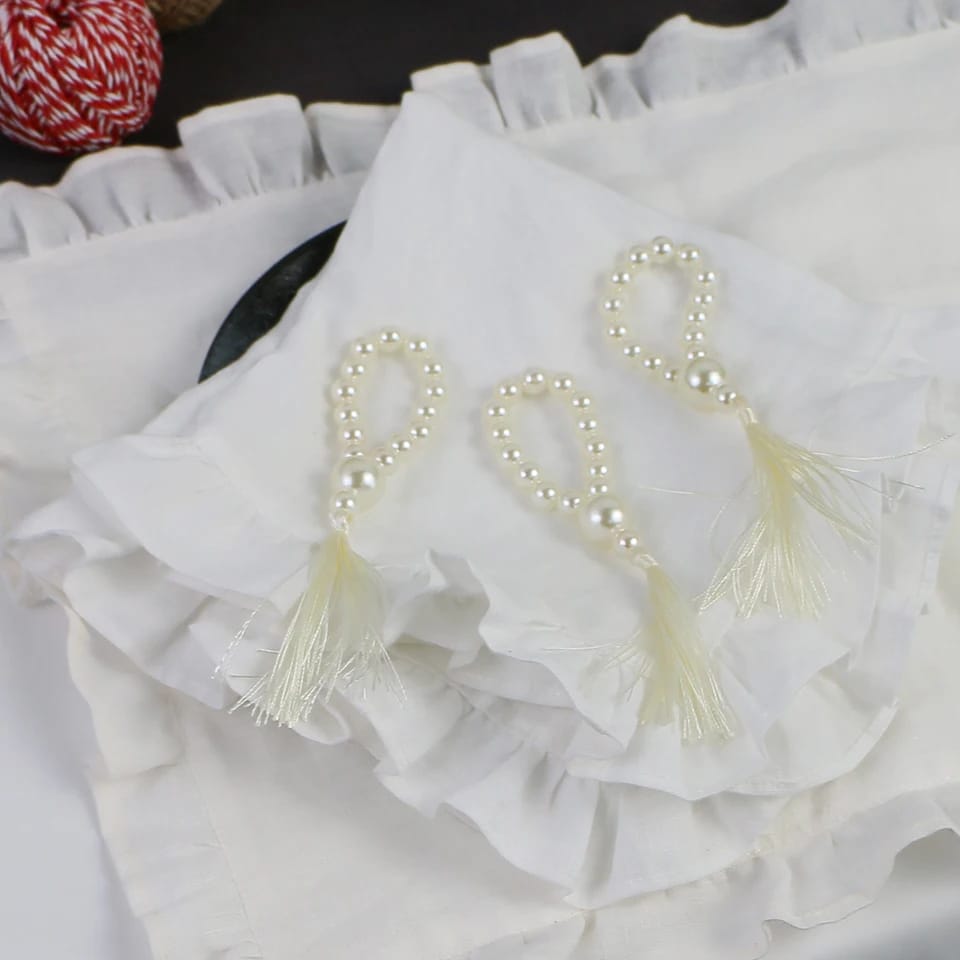 Napkin Holder Rings-Pearl Beads Kitchen Apricot   