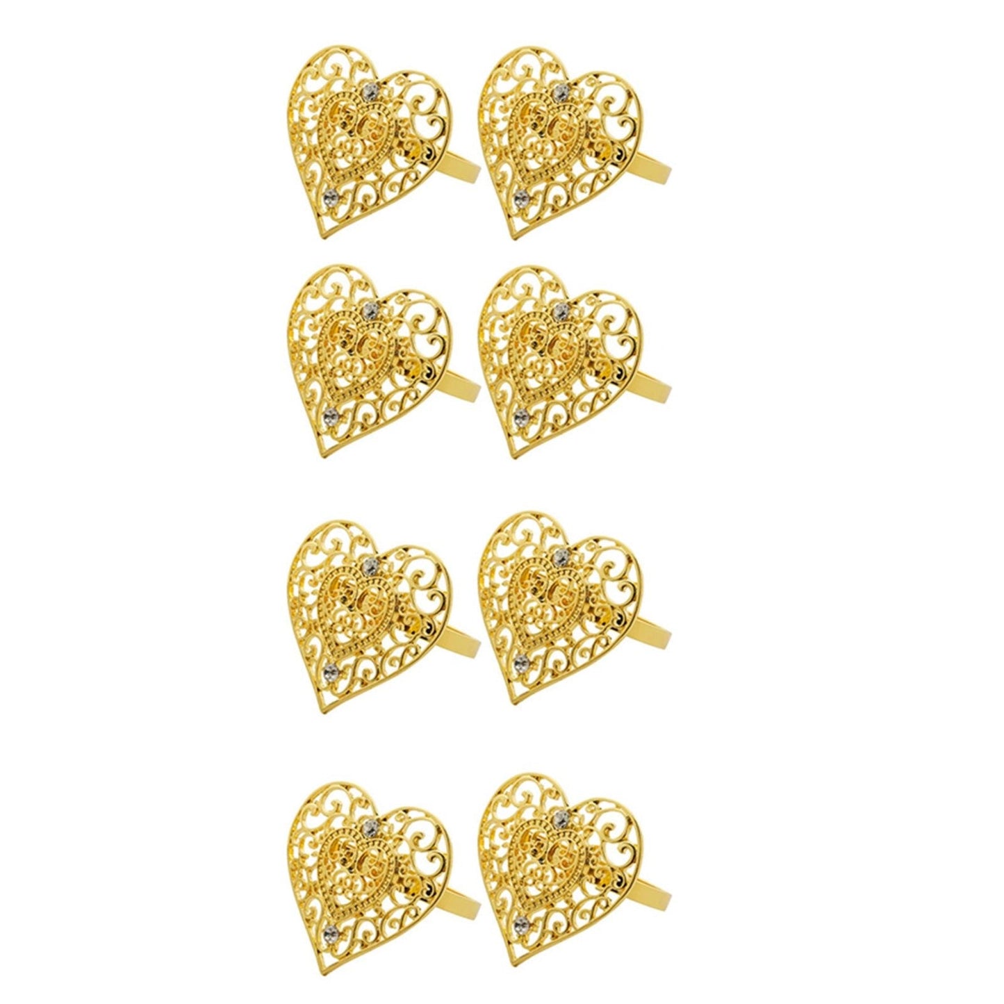 Napkin Holder Rings-Pearls Heart(Gold) Kitchen Apricot   