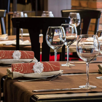 Napkin Holder Rings-Silver Flower Kitchen Apricot   