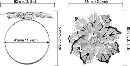 Napkin Holder Rings-Silver Flower Kitchen Apricot   