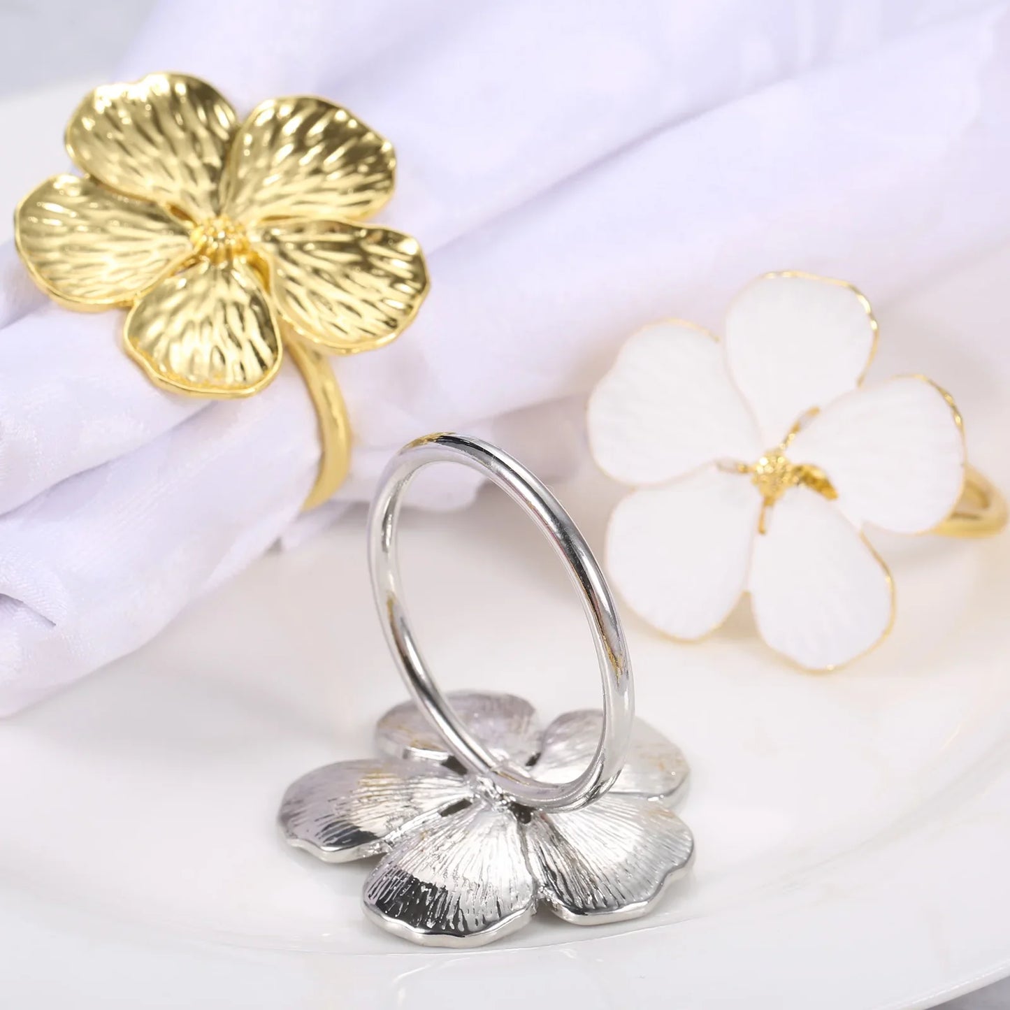 Napkin Holder Rings-White Jasmin Kitchen Apricot   