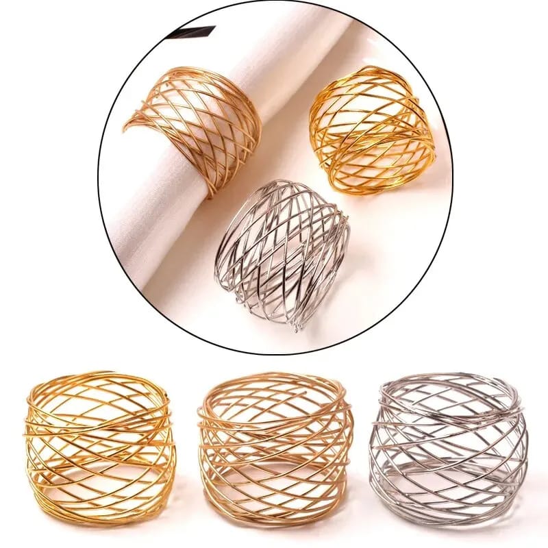 Napkin Holder Rings-Wire Mesh Golden Kitchen Apricot   