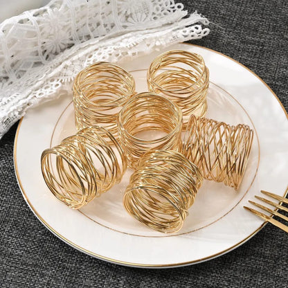 Napkin Holder Rings-Wire Mesh Golden Kitchen Apricot   
