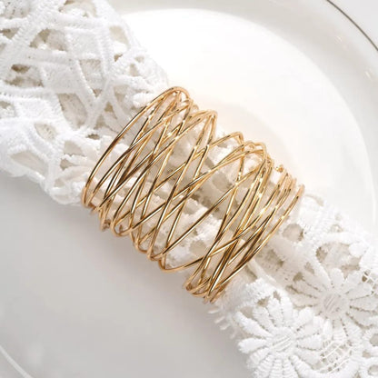 Napkin Holder Rings-Wire Mesh Golden Kitchen Apricot   