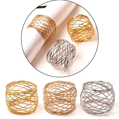 Napkin Holder Rings-Wire Mesh Silver Kitchen Apricot   