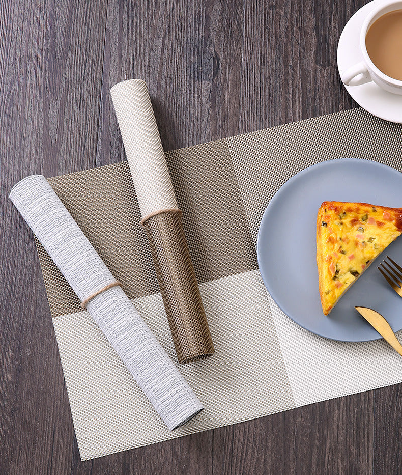PVC Table Place Mats-Beige Check Table Mats Apricot   