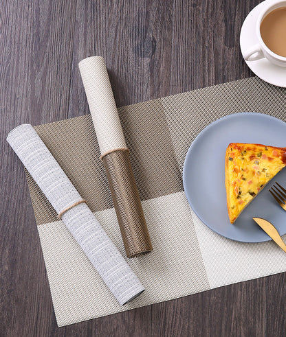 PVC Table Place Mats-Beige Check Table Mats Apricot   