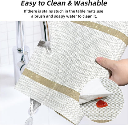 PVC Table Place Mats-Beige Weaves Table Mats Apricot   