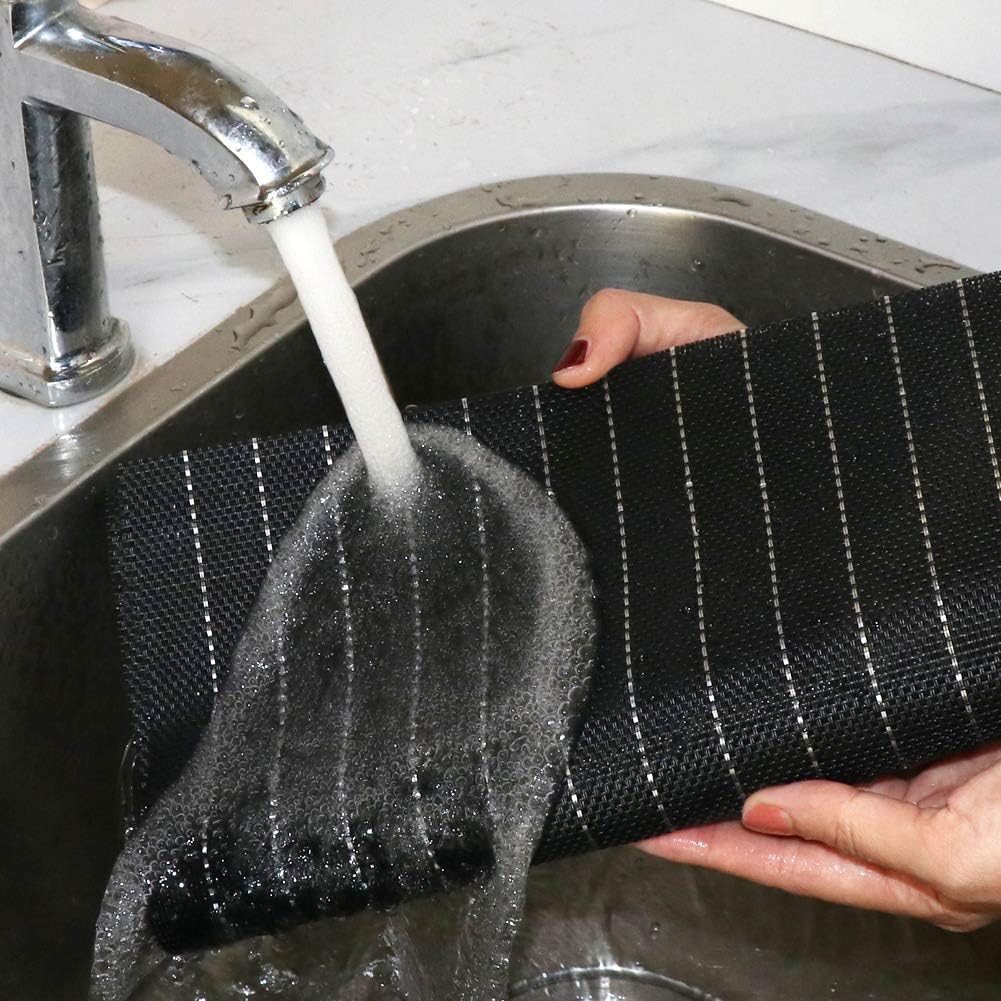 PVC Table Place Mats-Black Stripes Table Mats Apricot   