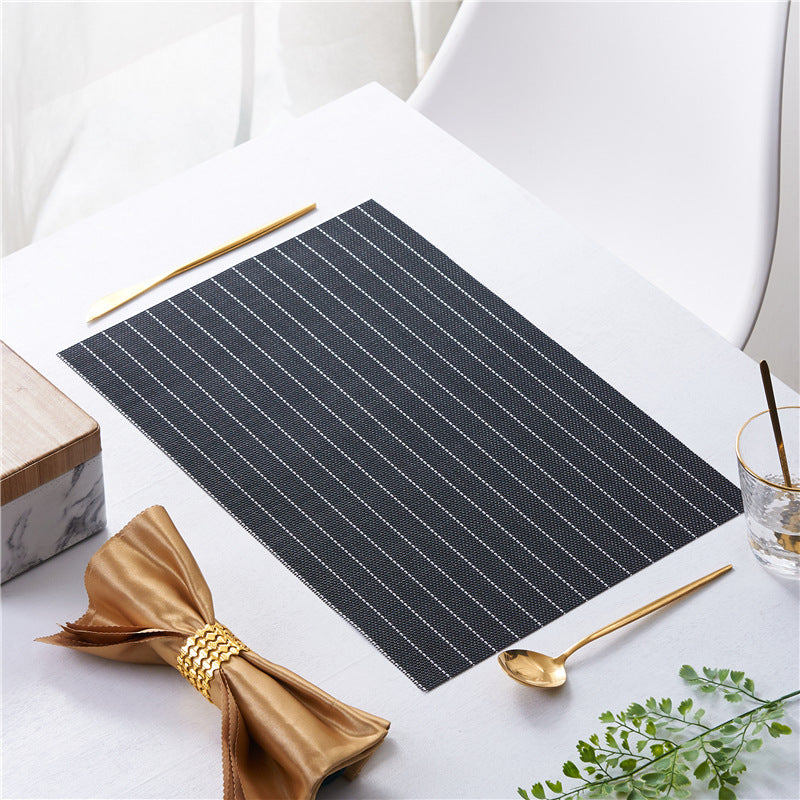 PVC Table Place Mats-Black Stripes Table Mats Apricot   