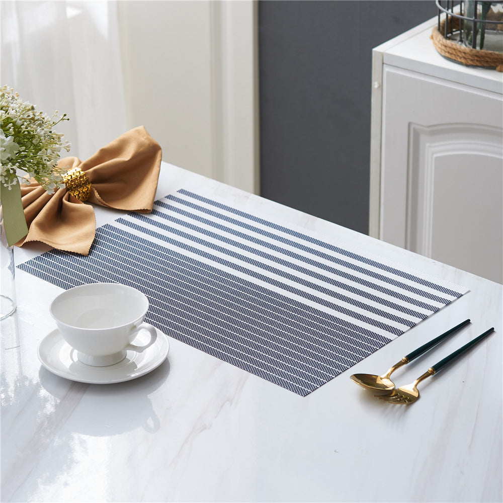 PVC Table Place Mats-Blue Lines Table Mats Apricot   