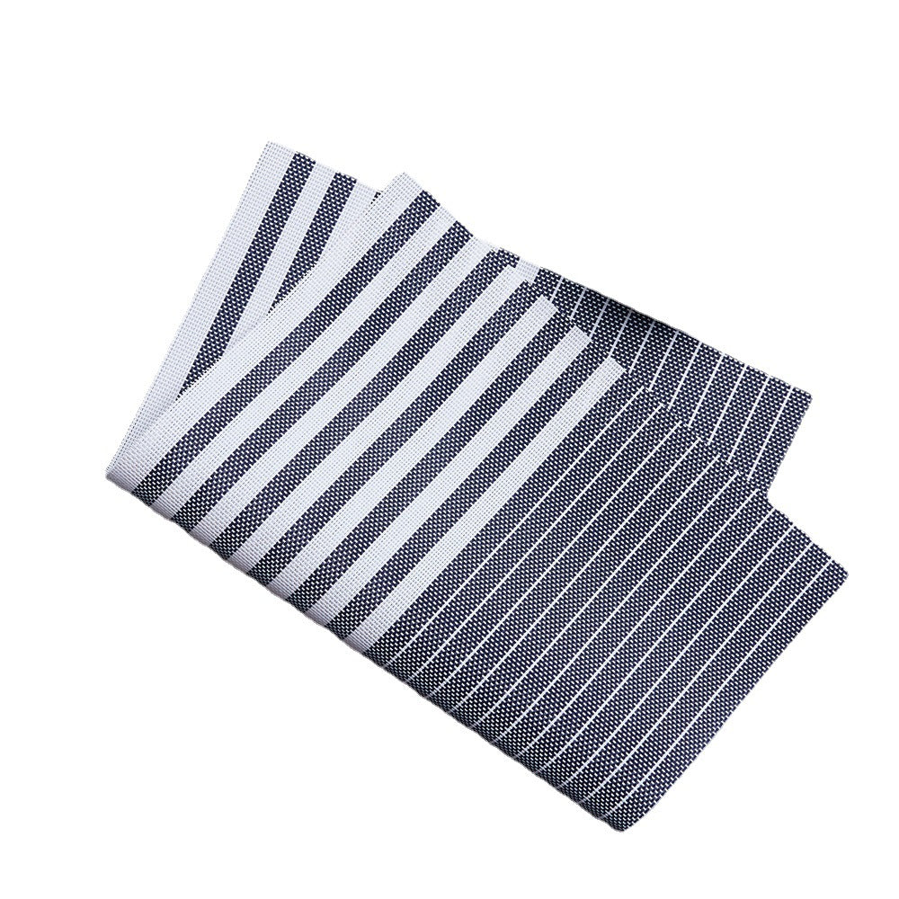PVC Table Place Mats-Blue Lines Table Mats Apricot   