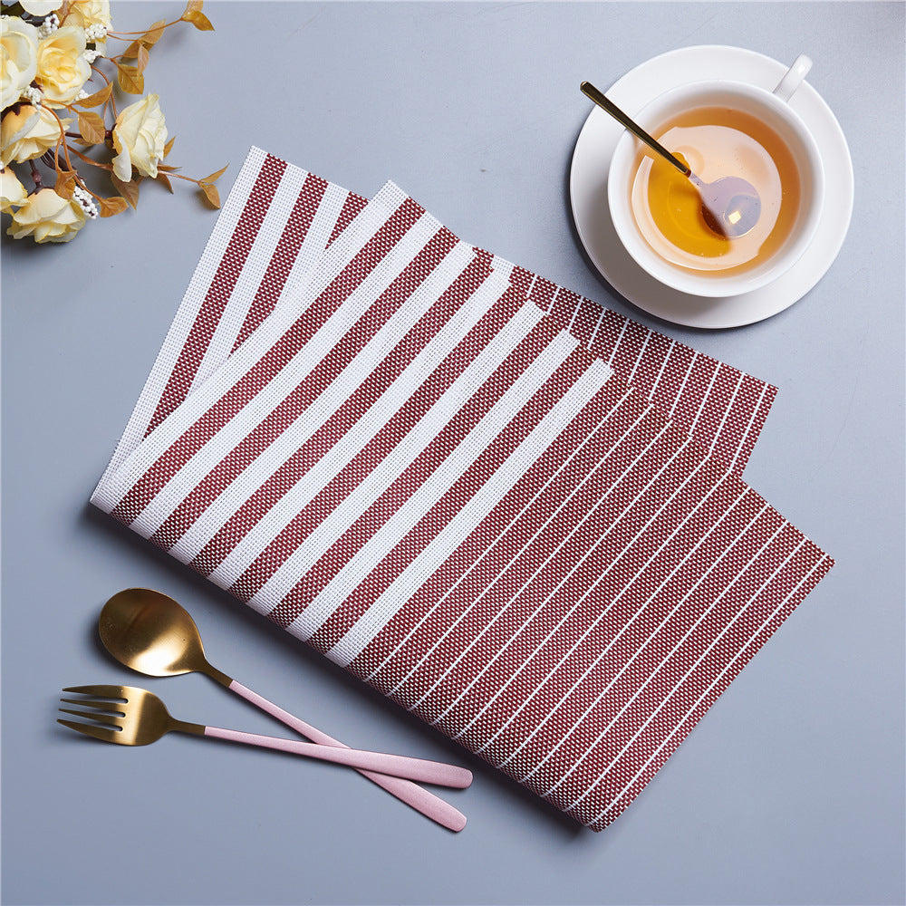 PVC Table Place Mats-Red Lines Table Mats Apricot   
