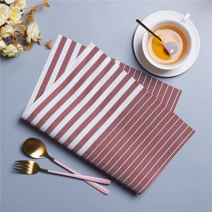 PVC Table Place Mats-Red Lines Table Mats Apricot   