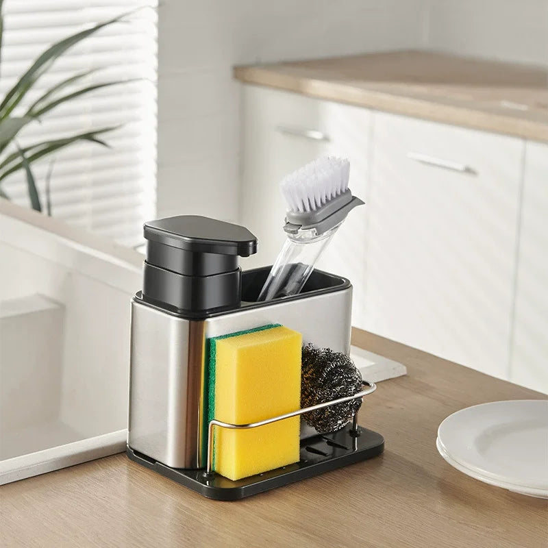 1PC Multi-Function Soap Dispenser with Storage Rack-SA2411-44 Spice and sugar Jar Apricot