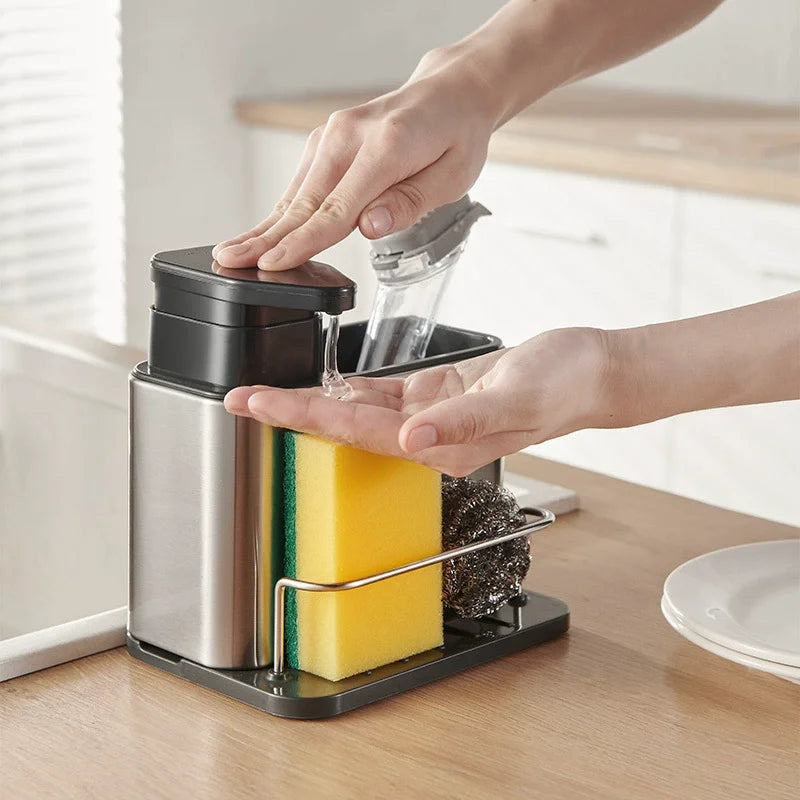 1PC Multi-Function Soap Dispenser with Storage Rack-SA2411-44 Spice and sugar Jar Apricot