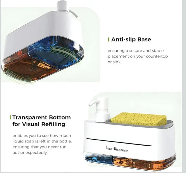 3-in-1 Hand and Dish Soap Dispenser (SA2510-013) cutlery holder Apricot