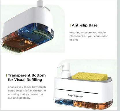 3-in-1 Hand and Dish Soap Dispenser (SA2510-013) cutlery holder Apricot