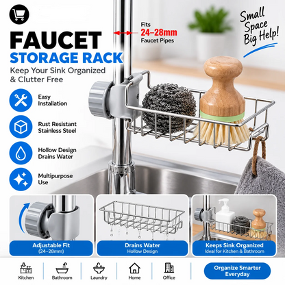 Stainless Steel Faucet Rack Sponge Holder Faucet Apricot