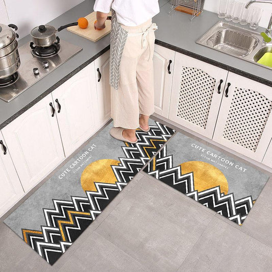 Anti slip Kitchen Floor Mat Set-Sun Set Rugs Apricot   