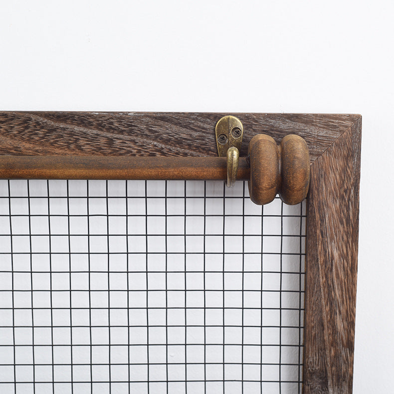 Wall Mounted Wooden Shelf with 16 Hooks14354(SA2405-73) Apricot