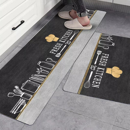 Anti slip Kitchen Floor Mat Set-Fresh Kitchen Rugs Apricot