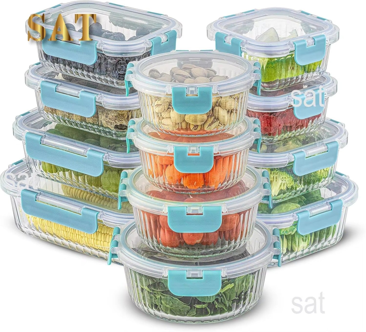 3 Pack Round Food Storage Containers With Lid-SA2408-291 Apricot