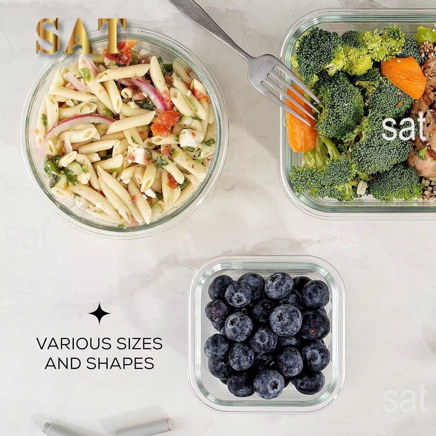 3 Pack Round Food Storage Containers With Lid-SA2408-291 Apricot