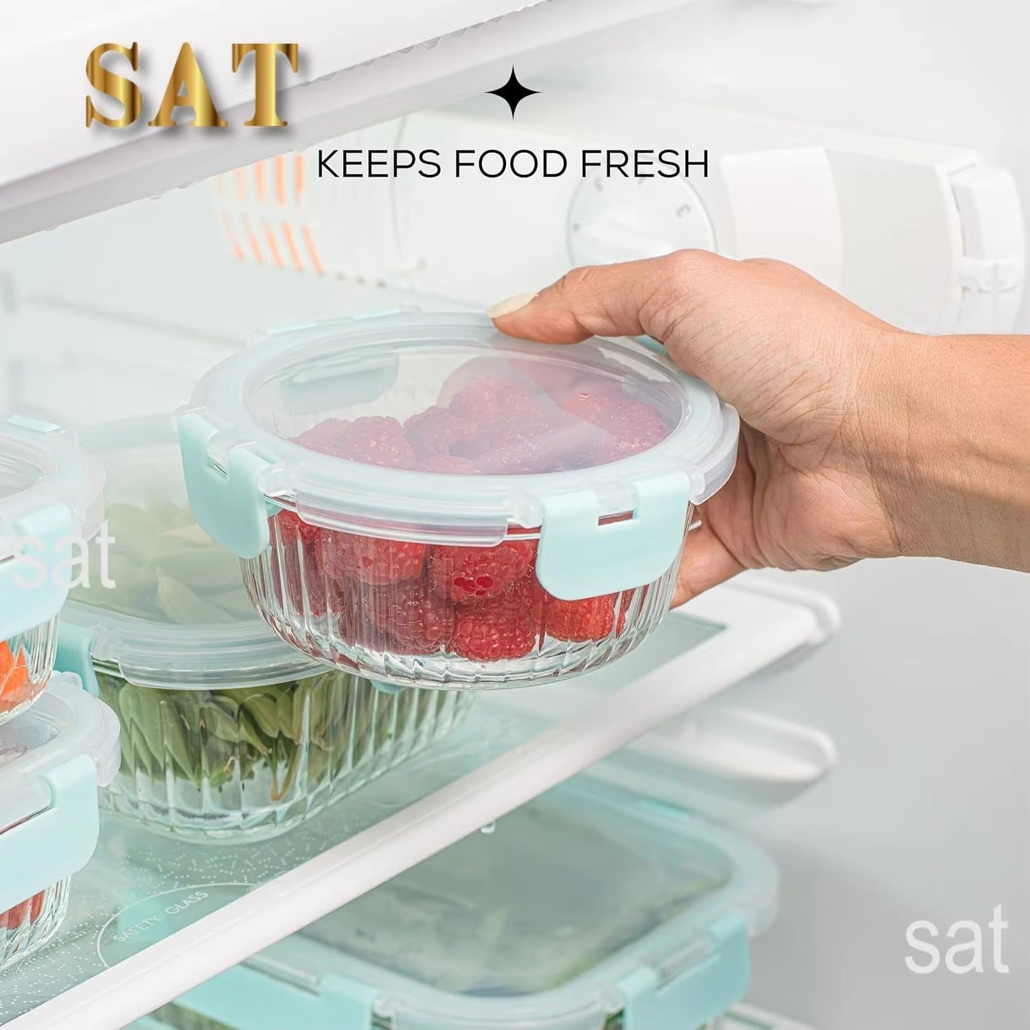 3 Pack Round Food Storage Containers With Lid-SA2408-291 Apricot