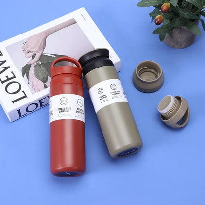 Double-Wall Stainless Steel Insulated Water Bottle(SA2408-225)-Black Apricot