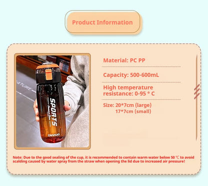 Motivational Water Bottle with Time Marker BPA Free-SA2408-165 Apricot