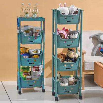 4-Layers Trolley Cart for Toy and Snack(SA2405-65)-Green Storage Organizer Apricot