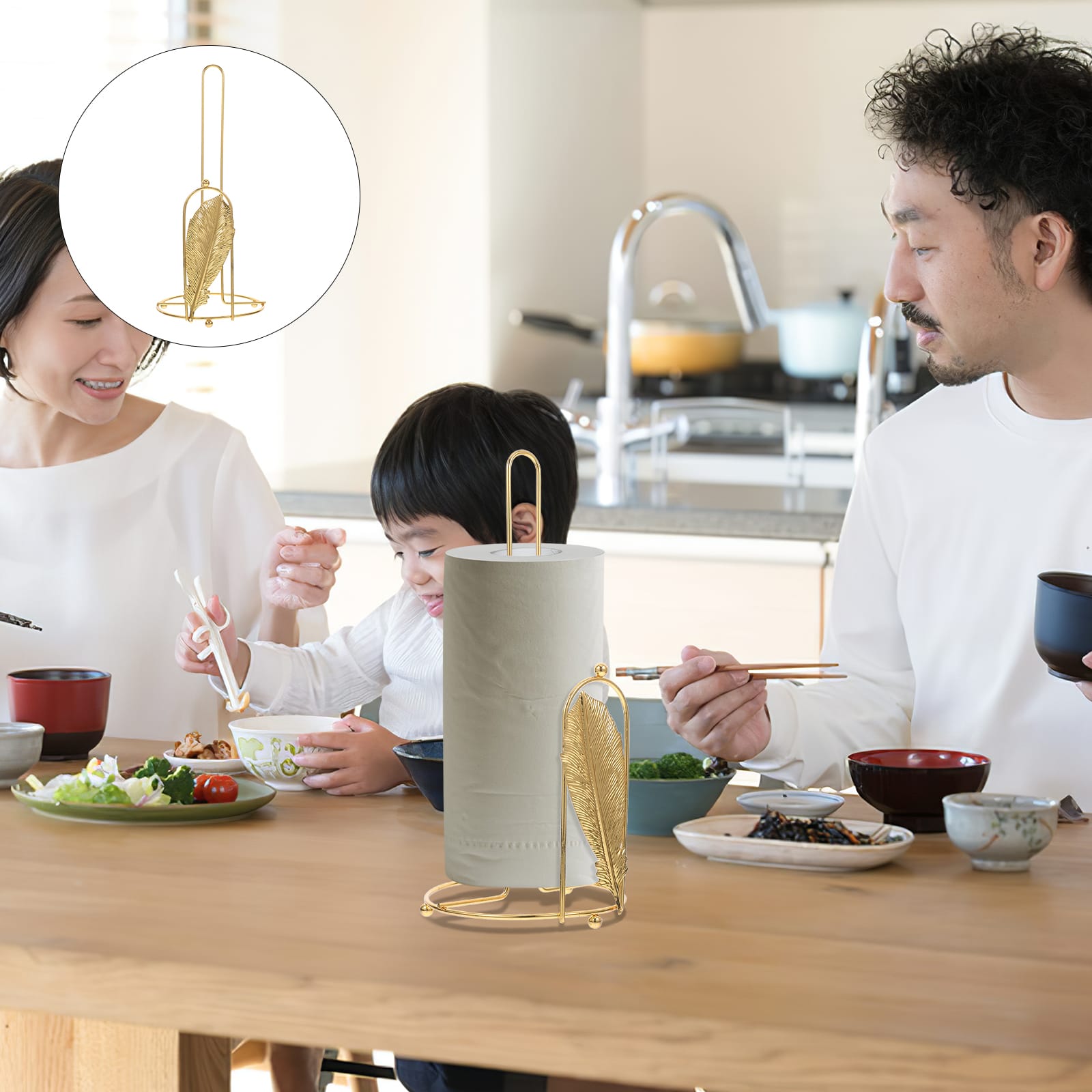 Stainless Steel Tissue Roll Holder-Feathers Tissue Box Apricot