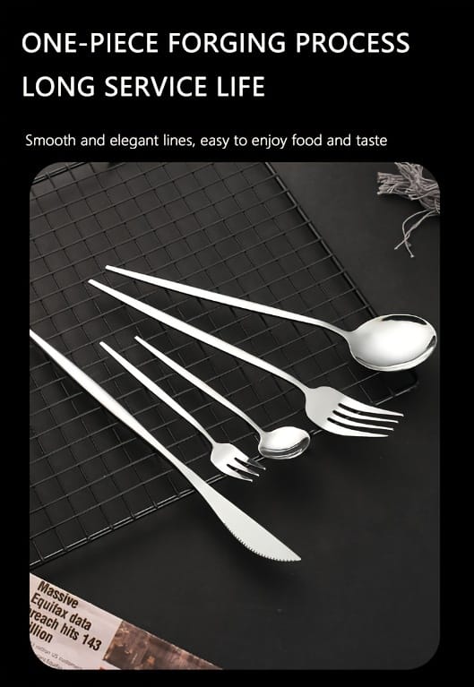 24 PCs Premium Steel Cutlery Set- (4404) Silver Apricot