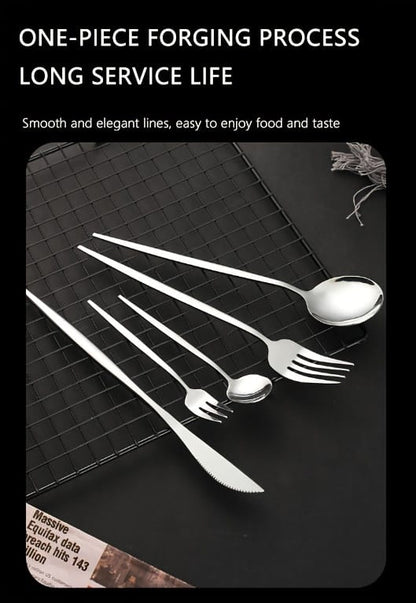 24 PCs Premium Steel Cutlery Set- (4404) Silver Apricot