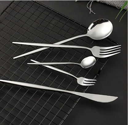 24 PCs Premium Steel Cutlery Set- (4404) Silver Apricot