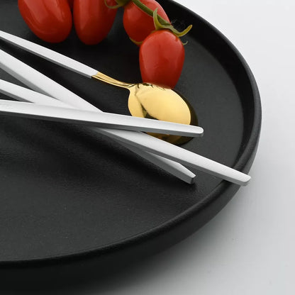 24 PCs Premium Steel Cutlery Set- (4406) White Over Golden Apricot