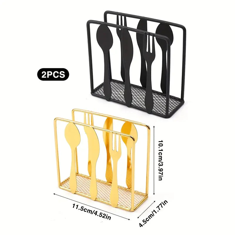 Metallic Napkins & Tissue Holder-Fork & Knife (SA2408-136) Tissue Box Apricot